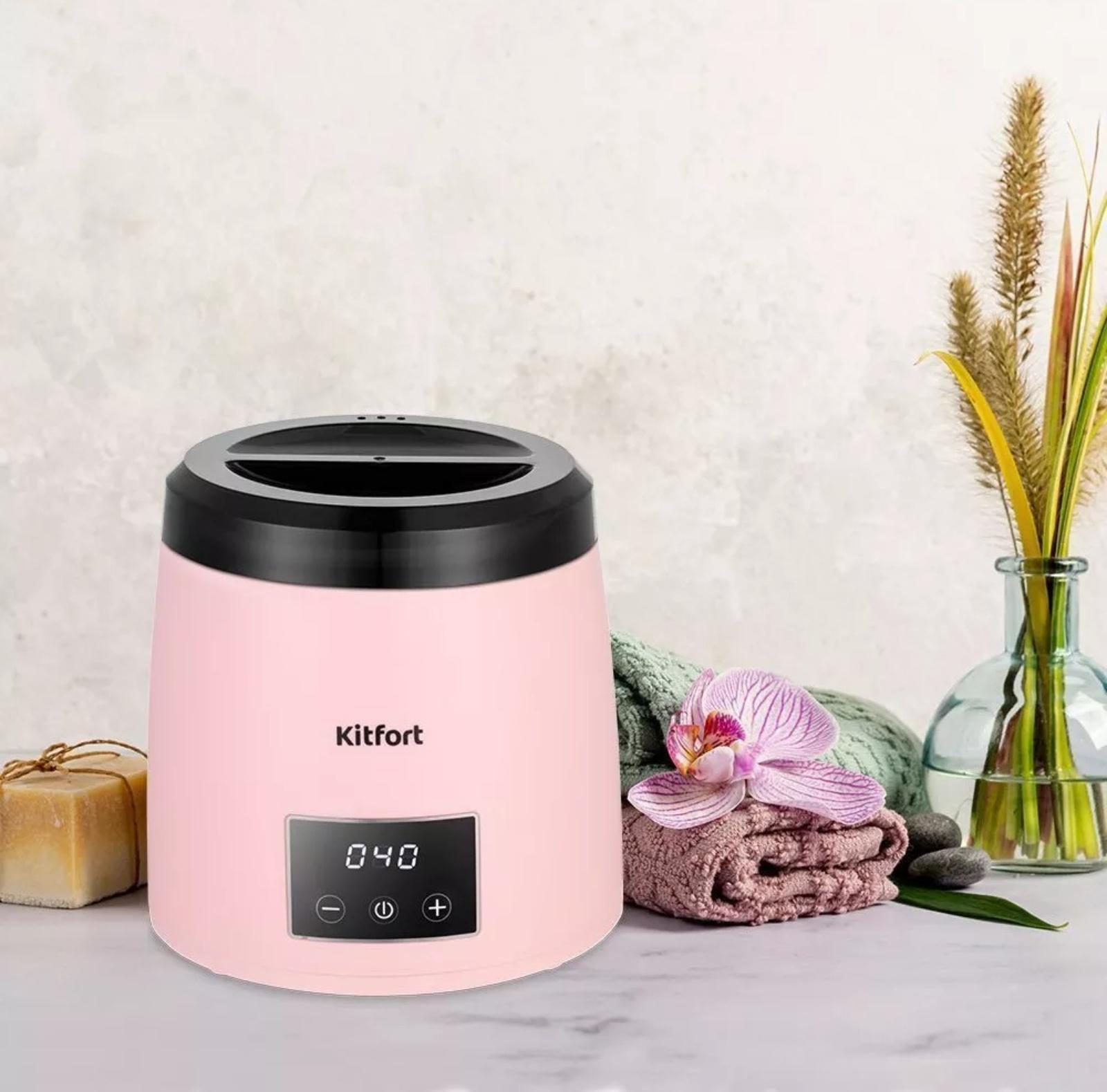 Воскоплав Kitfort КТ-3150, баночный, 100 Вт, 400 мл, розовый