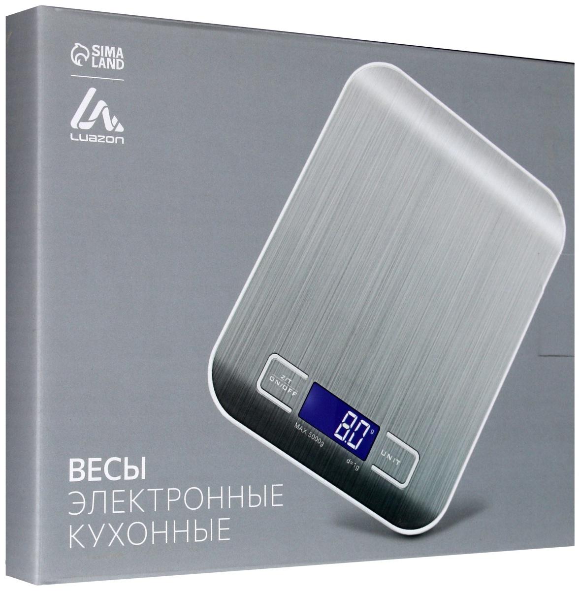 Весы кухонные  LuazON LVE-028, электронные, до 5 кг, металл