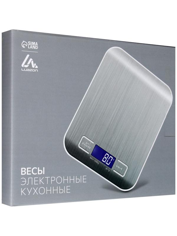 Весы кухонные  LuazON LVE-028, электронные, до 5 кг, металл