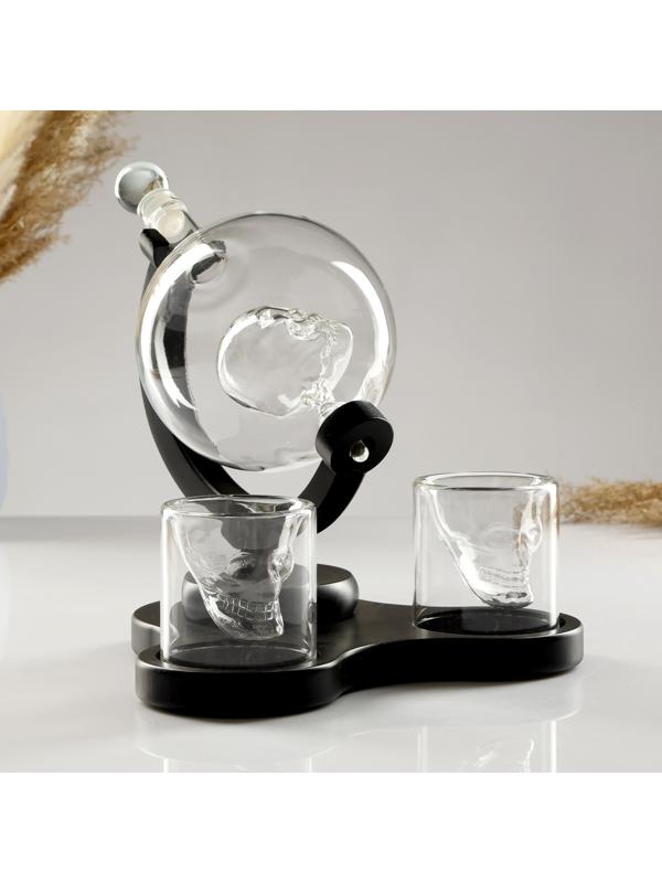 Мини-Бар Череп, на подставке, на 2 персоны, штоф - 850 мл, бокалы - 80 мл