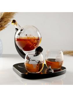 Мини-Бар Путешествия, на подставке, на 2 персоны, штоф - 930 мл, бокалы - 330 мл