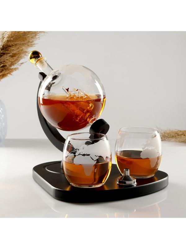 Мини-Бар Путешествия, на подставке, на 2 персоны, штоф - 930 мл, бокалы - 330 мл