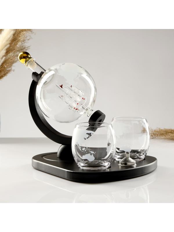 Мини-Бар Путешествия, на подставке, на 2 персоны, штоф - 930 мл, бокалы - 330 мл