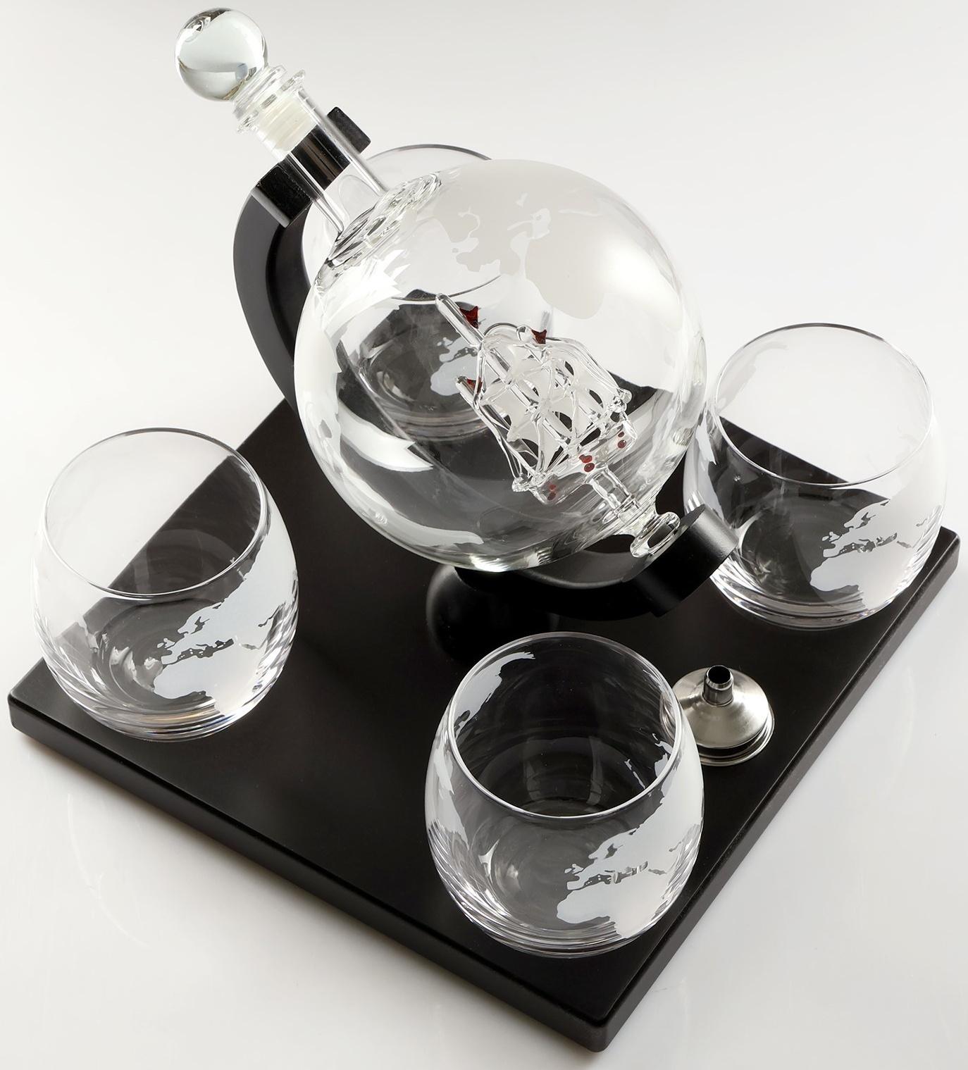 Мини-Бар Путешествия, на подставке, на 4 персоны, штоф - 1000 мл, бокалы - 250 мл