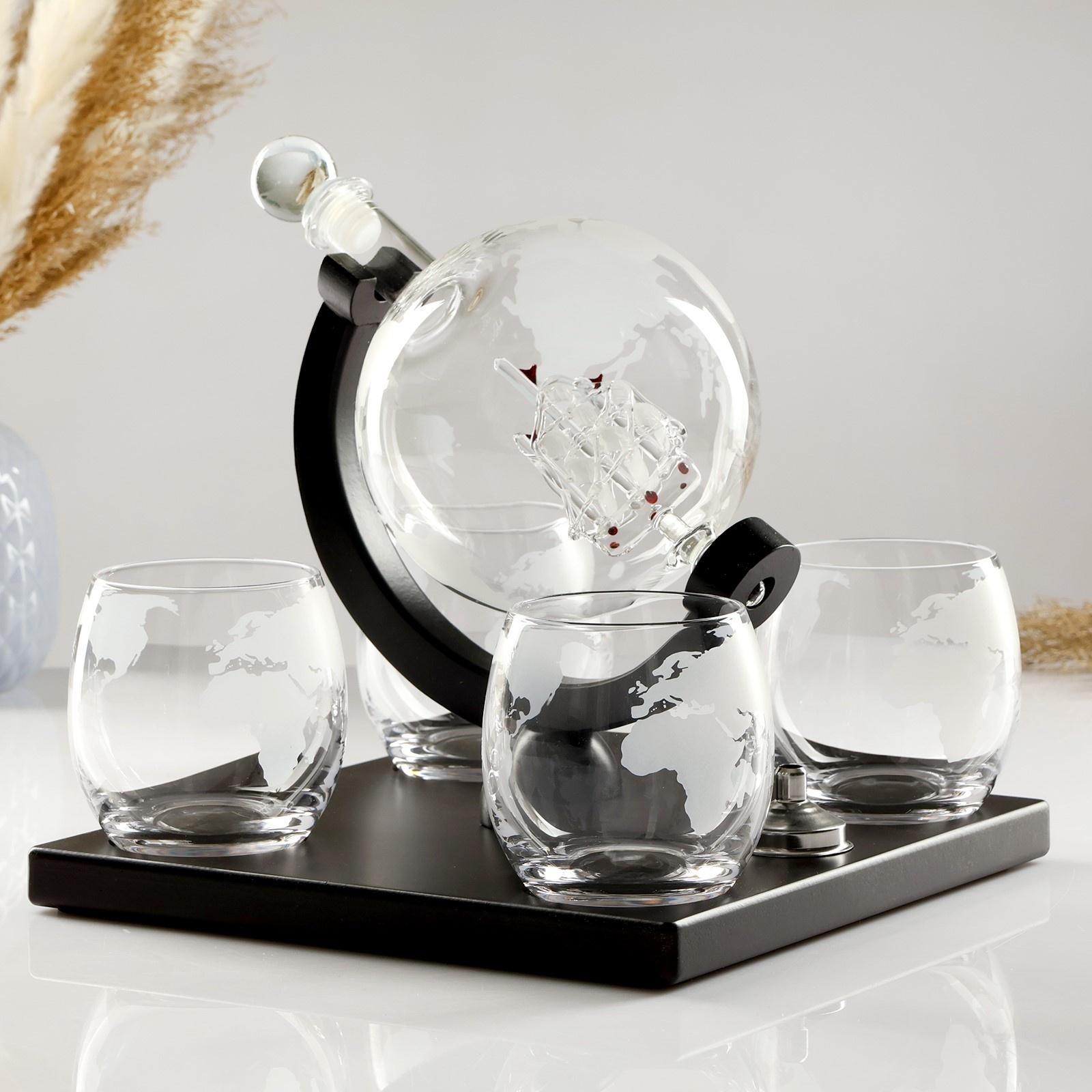 Мини-Бар Путешествия, на подставке, на 4 персоны, штоф - 1000 мл, бокалы - 250 мл