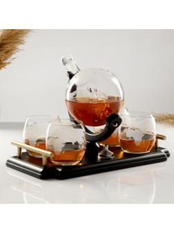 Мини-Бар Путешествия, на подносе, на 4 персоны, штоф - 930 мл, бокалы - 300 мл