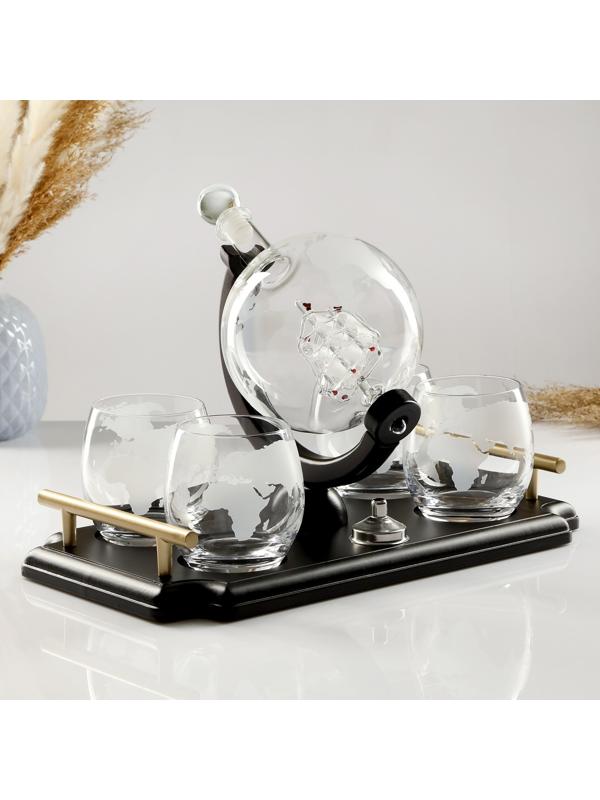 Мини-Бар Путешествия, на подносе, на 4 персоны, штоф - 930 мл, бокалы - 300 мл