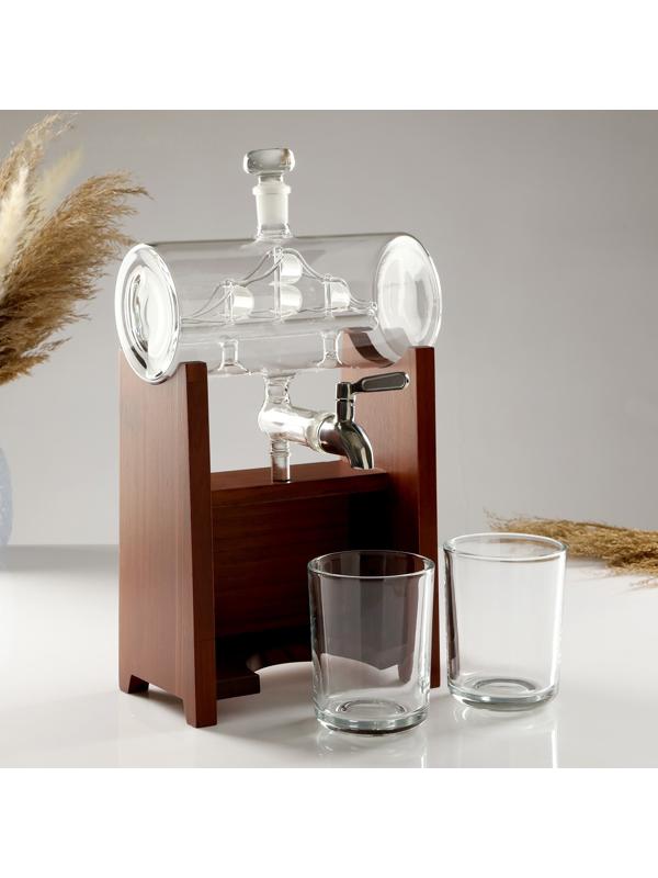 Мини-Бар Бочка, на подставке, на 2 персоны, штоф - 1300 мл, 330 мл