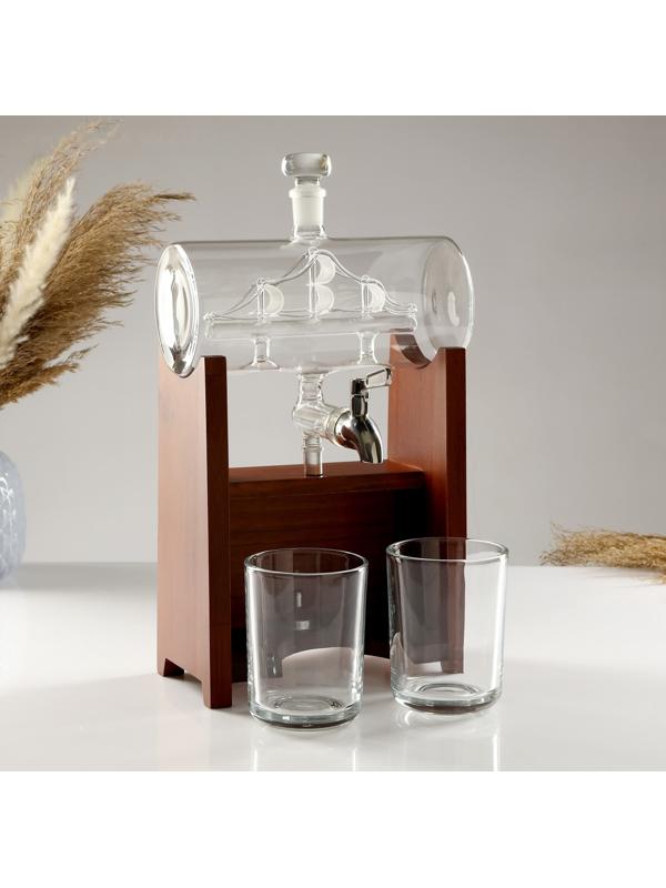 Мини-Бар Бочка, на подставке, на 2 персоны, штоф - 1300 мл, 330 мл