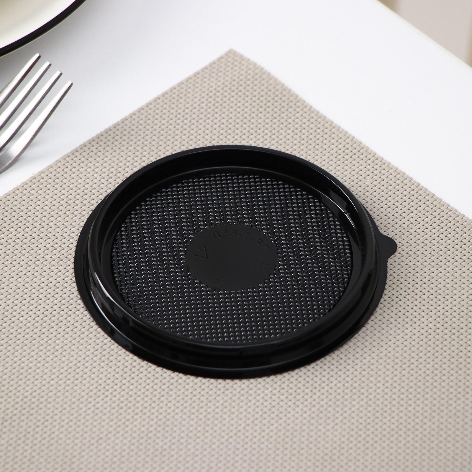 Контейнер одноразовый ПР-Т-85Д, круглый, крышка, d=11 см, цвет чёрный, 65 шт/уп