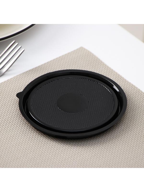 Контейнер одноразовый ПР-Т-85Д, круглый, крышка, d=11 см, цвет чёрный, 65 шт/уп