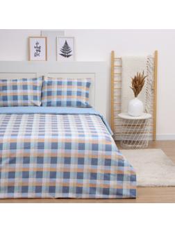 Постельное бельё LoveLife 2сп Square blue, 175х215см, 200х225см, 50х70см-2шт, сатин, хлопок 125г/м