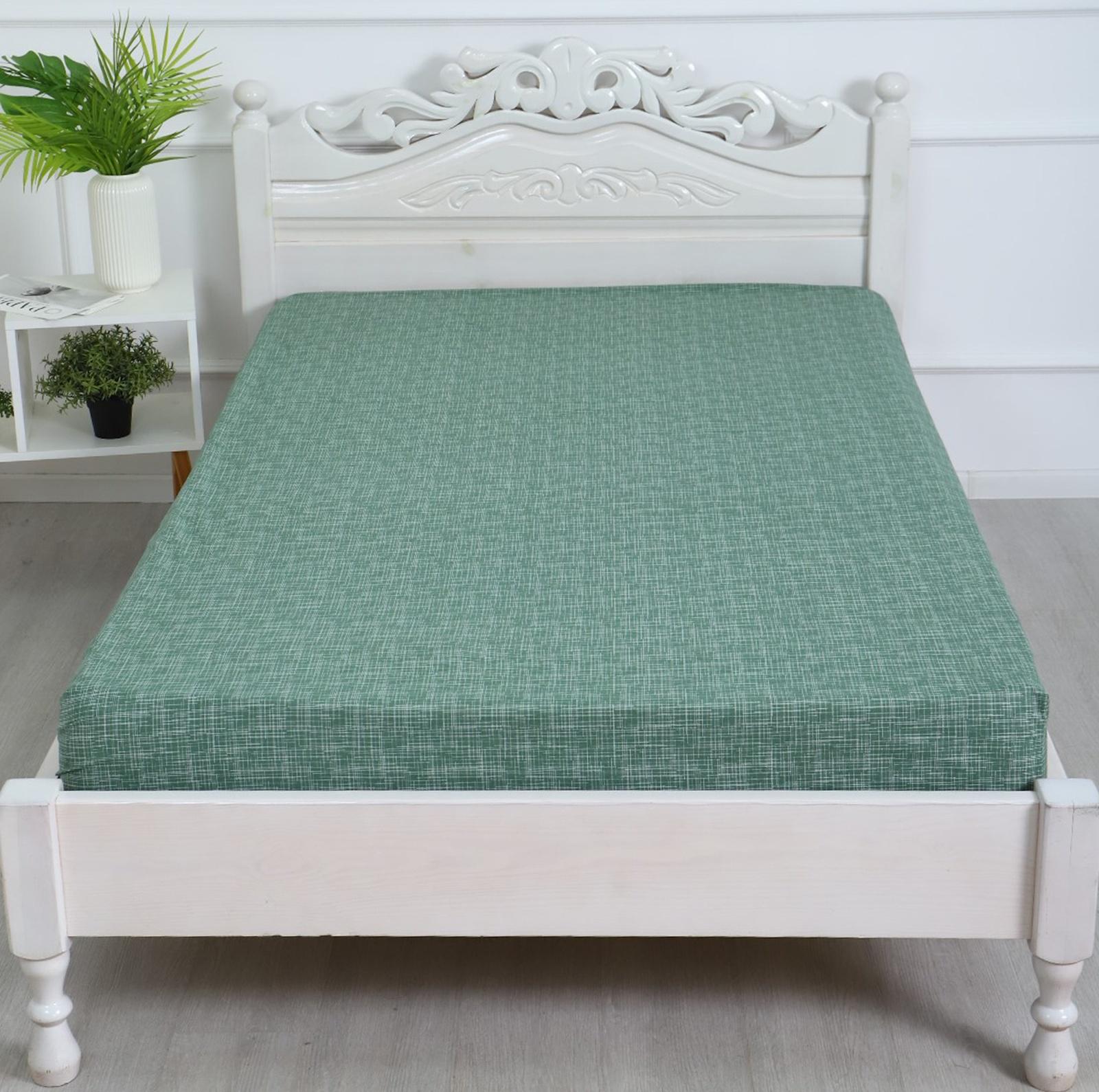 Простыня на резинке Атра 160х200х20, Контур зел бязь 120г/м, хл100%