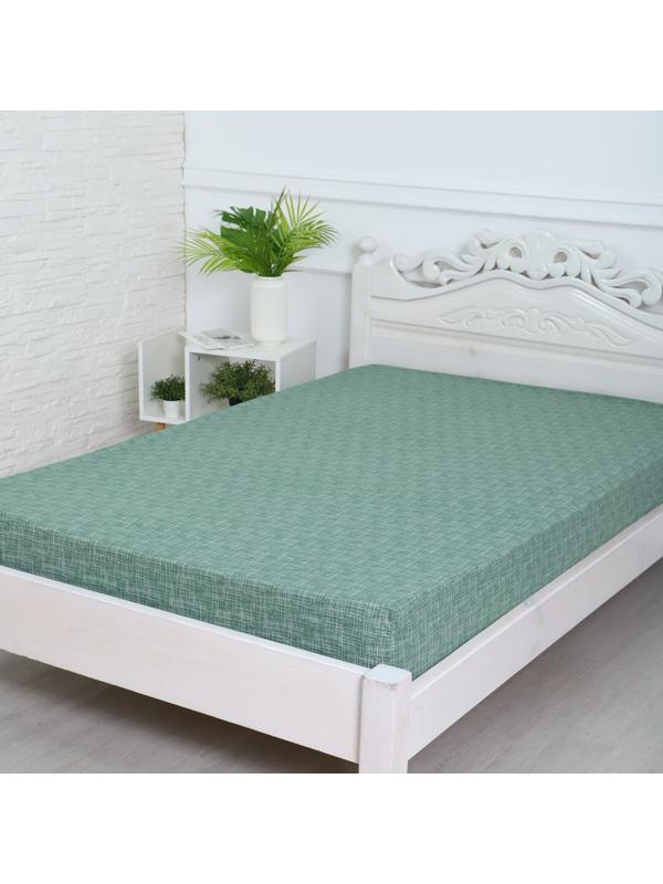 Простыня на резинке Атра 160х200х20, Контур зел бязь 120г/м, хл100%