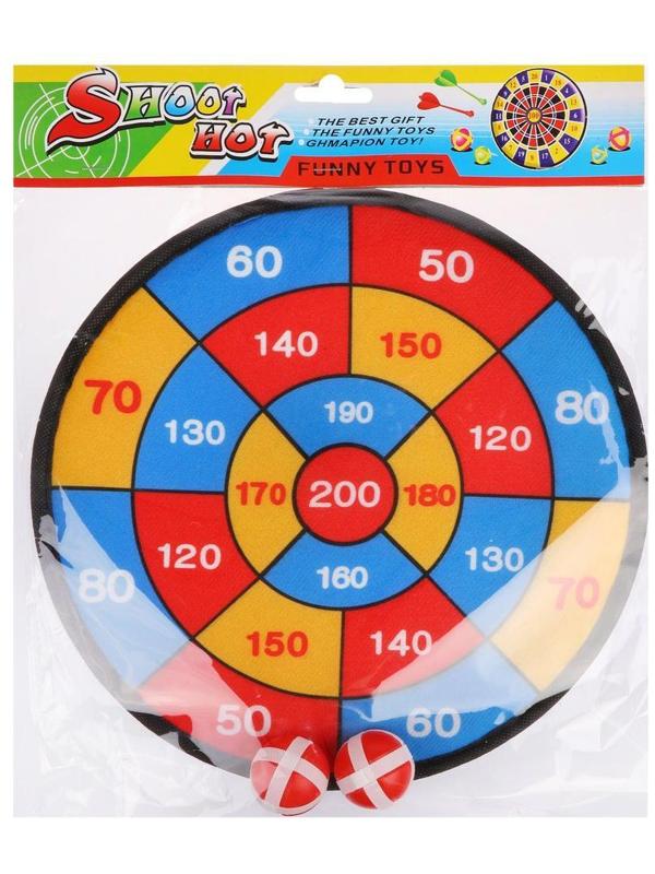 Дартс детский 28 см, 2 шарика на липучке, пакет