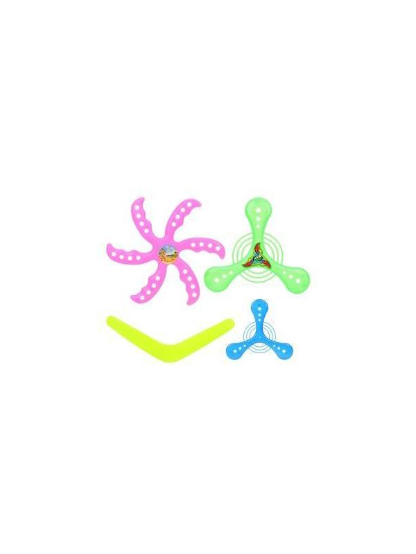 Набор бумерангов 4 шт.: фрисби фигурная 1 шт. + бумеранги 3 шт., в ассорт.,
пакет