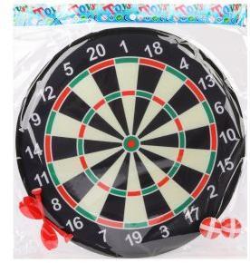 Дартс детский 36 см, дротики на липучке 2шт., шарики 2шт., пакет