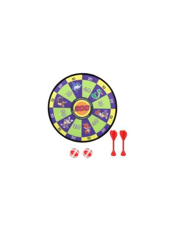 Дартс детский Мульт. Звери; дротики на липучке 2 шт., шарики 2 шт., пакет