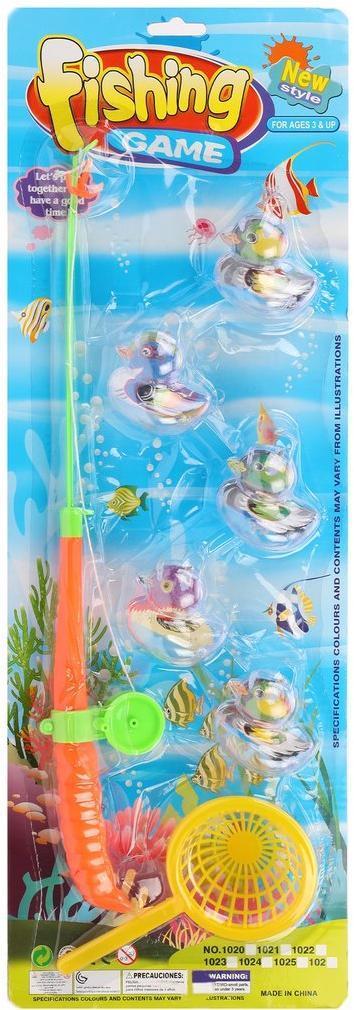 Рыбалка магн. 5 фигурок + удочка + сито, в ассорт., блистер