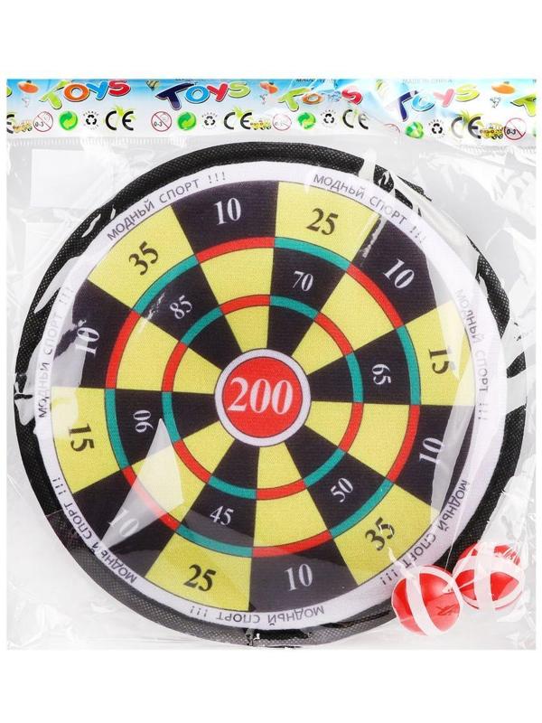 Дартс детский 25 см, 2 шарика на липучке, пакет