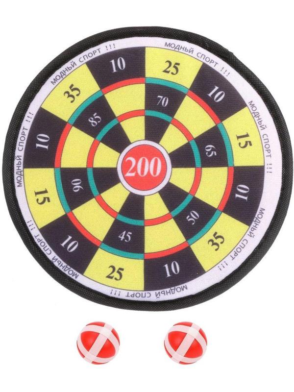 Дартс детский 25 см, 2 шарика на липучке, пакет