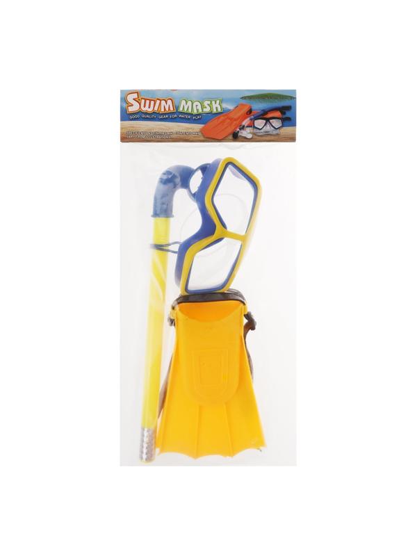 Набор для ныряния: маска, трубка 37 см., ласты 18х12 см., цвета в ассорт.,
пакет с хедером