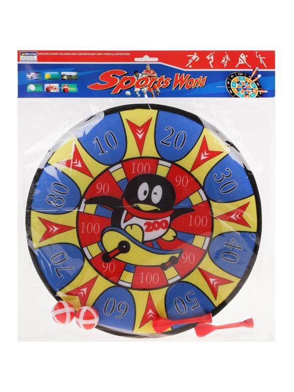 Дартс детский 35,5 см., дротики на литпучках 2 шт., мячики на липучках 2 шт.