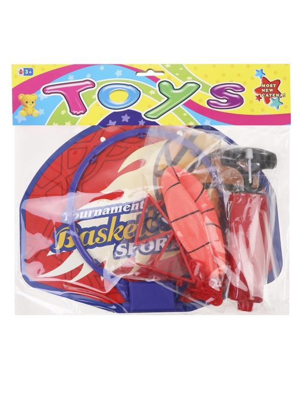 Набор для игры в баскетбол: щит 28х21,5 см. с кольцом 17 см., мяч 13 см.,
насос с иглой, пакет