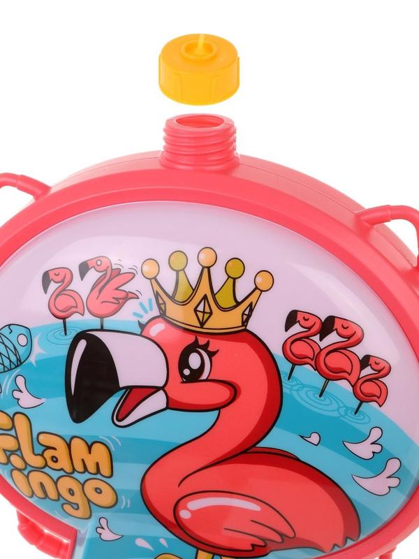 Набор бластер водяной-рюкзак Фламинго, ранец 21х23х5 см., пистолет 20х11х6
см., трубка, ремешки, крышки