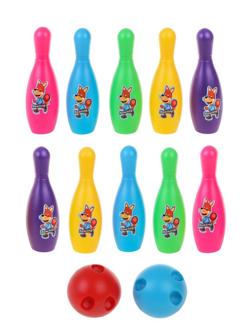 Игра напольная: Набор для боулинга Лисёнок; кегли 10 шт., мячи 2 шт., пакет
