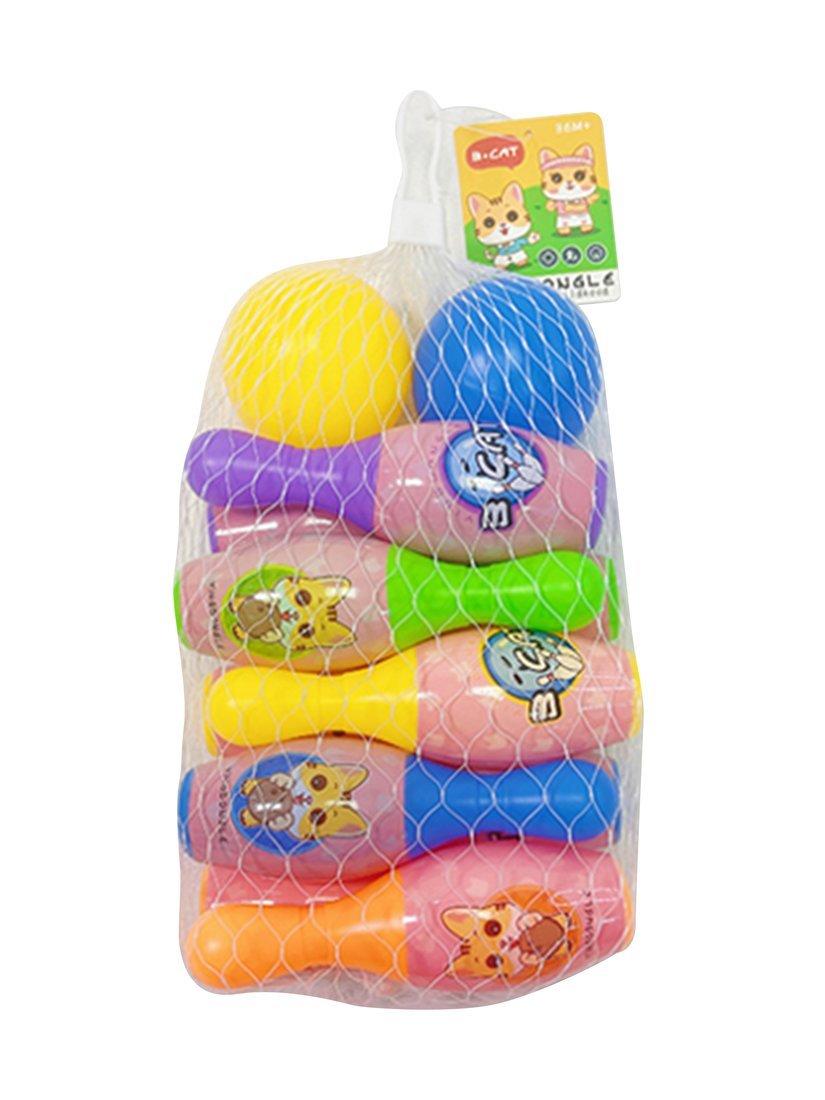 Игра напольная: Набор для боулинга Котики; кегли 10 шт., мячи 2 шт., сетка