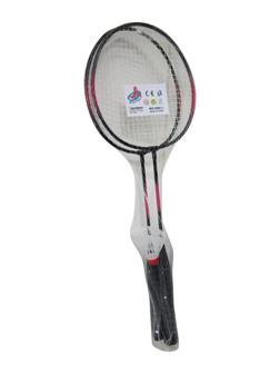 Ракетки для бадминтона 2 шт. красные, волан 1 шт., сетка