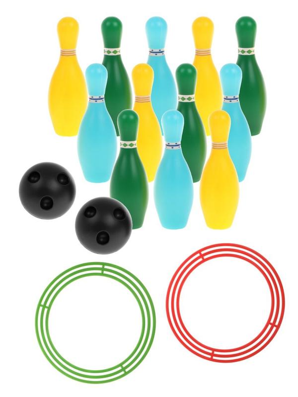 Игра напольная: набор кольцеброс и кегли; кегли 12 шт., шары 2 шт., кольца 2
шт., пакет