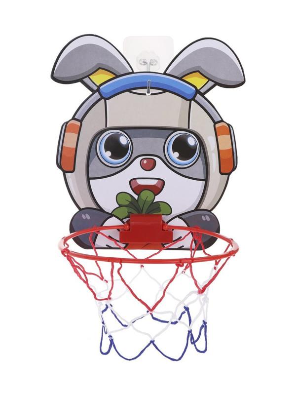 Набор для игры в баскетбол Динозаврик; щит картон 24х26 см. с пластик.
кольцом 20 см., мяч 13 см., насос