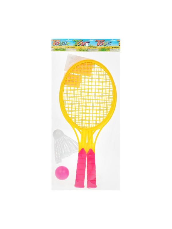Ракетки для игр на открытом воздухе: ракетки 29 см. 2 шт., волан, мяч, в
ассорт., пакет