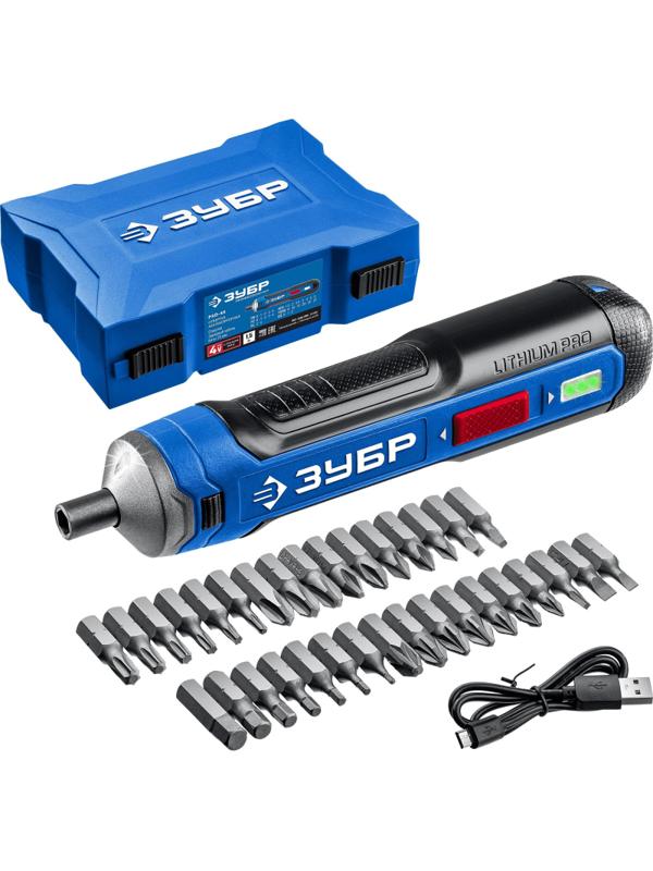 Отвертка аккумуляторная ЗУБР 4 Vmax с 33 битами (PSD-4S)