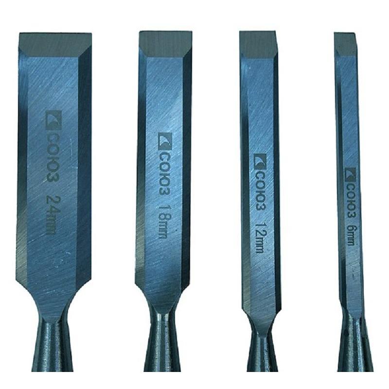 Набор стамесок  6, 12, 18, 24 мм  УГЛЕРОД СТАЛЬ 50 HRC  СОЮЗ 1063-02-H4C