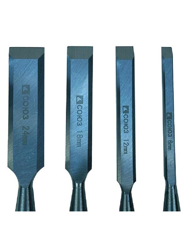 Набор стамесок  6, 12, 18, 24 мм  УГЛЕРОД СТАЛЬ 50 HRC  СОЮЗ 1063-02-H4C