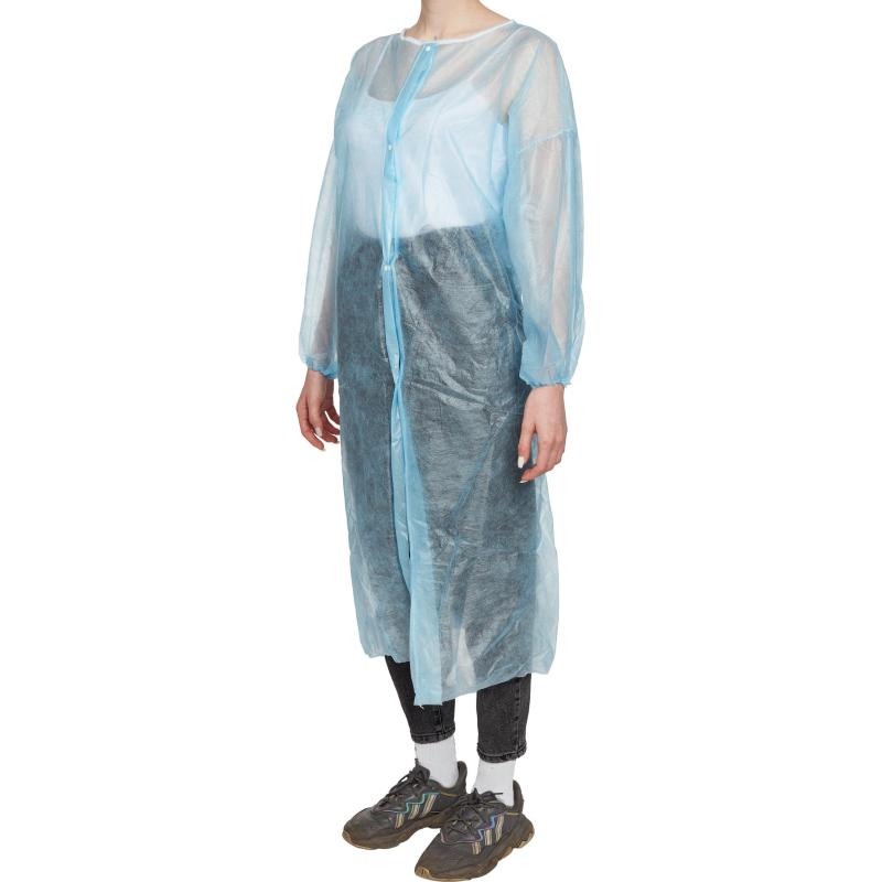 Халат н/с процед, рук.рез, на кнопк с усил.пл.голуб р48-50 пл 20 5шт/уп