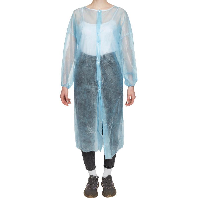 Халат н/с процед, рук.рез, на кнопк с усил.пл.голуб р48-50 пл 20 5шт/уп