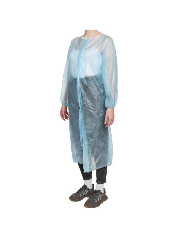 Халат н/с процед, рук.рез, на кнопк с усил.пл.голуб р48-50 пл 20 5шт/уп