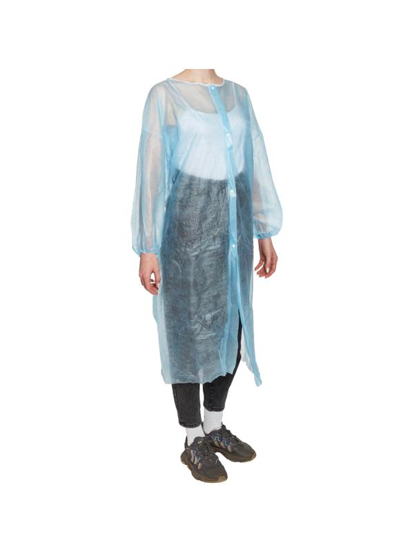 Халат н/с процед, рук.рез, на кнопк с усил.пл.голуб р48-50 пл 20 5шт/уп