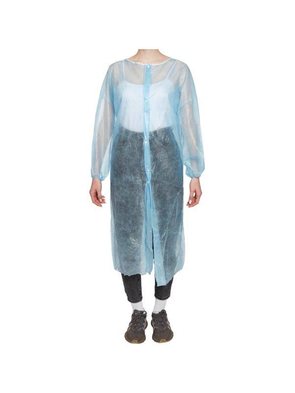 Халат н/с процед, рук.рез, на кнопк с усил.пл.голуб р48-50 пл 20 5шт/уп