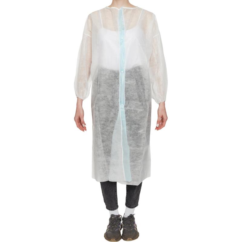 Халат н/с процед, рук.рез, на кнопк с усил.гол.пл.48-50 белый  пл 20 5шт/уп