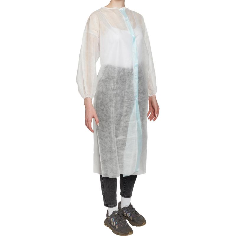 Халат н/с процед, рук.рез, на кнопк с усил.гол.пл.48-50 белый  пл 20 5шт/уп