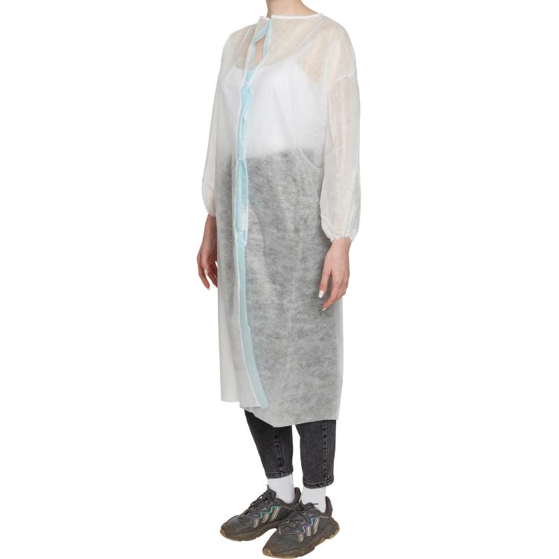 Халат н/с процед, рук.рез, на кнопк с усил.гол.пл. 50-52 белый пл 20 5шт/уп