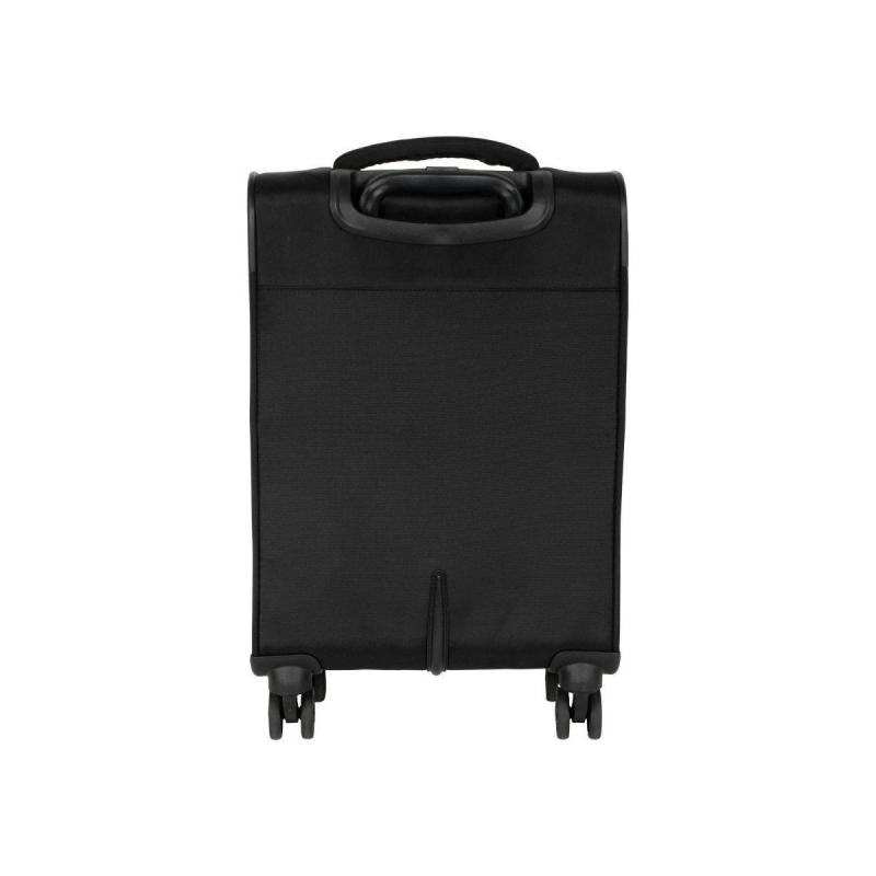 Чемодан Р2007 (3-ой) Black черный (19) тканевый облегченный  малый