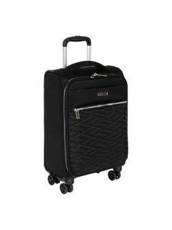 Чемодан Р2007 (3-ой) Black черный (19) тканевый облегченный  малый