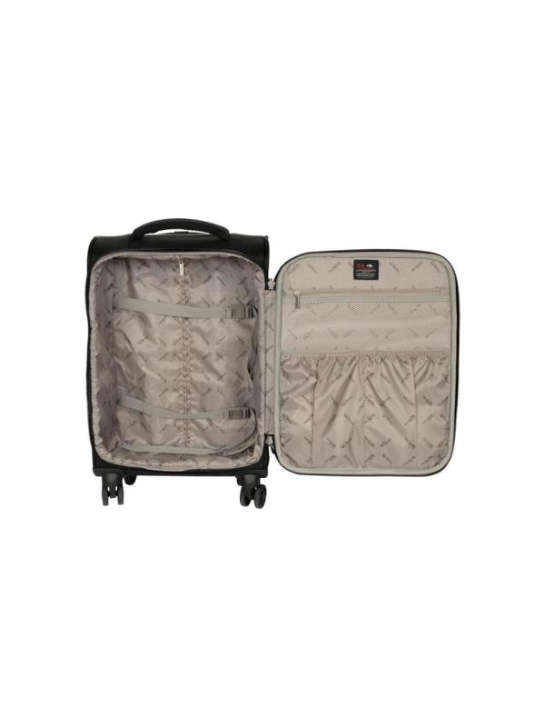 Чемодан Р2007 (3-ой) Black черный (19) тканевый облегченный  малый