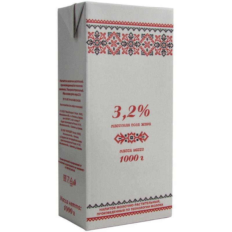 Напиток Славянские кружева молочно-растительный, СЛИМ, 3,2% 973 мл